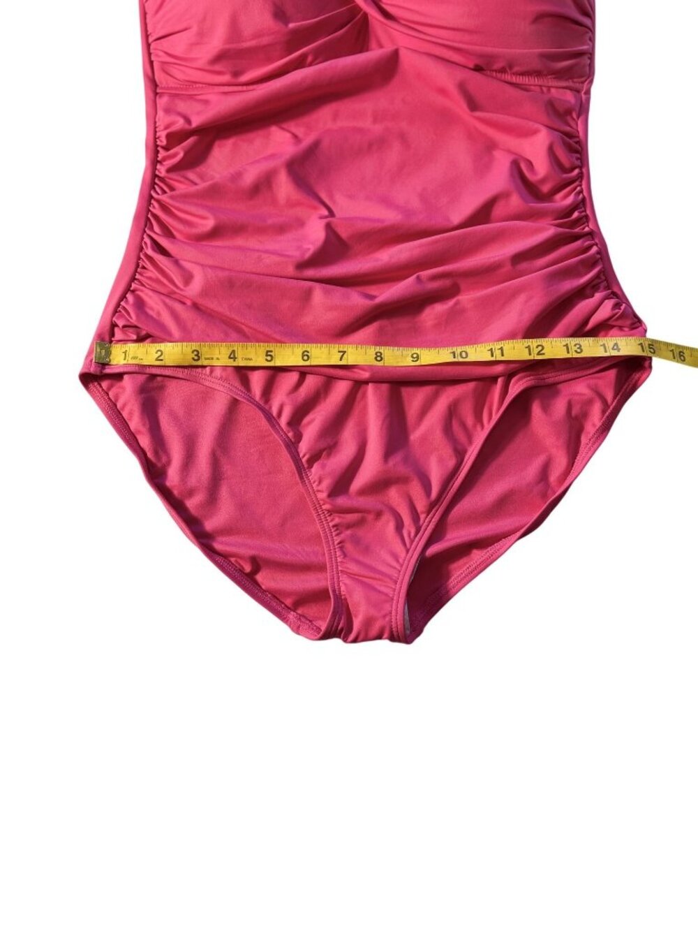 Anne Cole Pink Ruched Strapless (straps included) One-Piece Swimsuit Size 12 - Picture 9 of 15